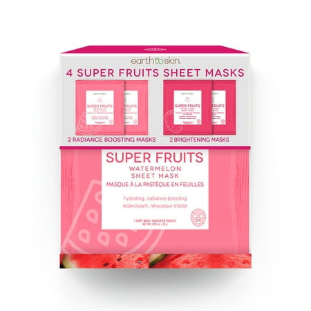 Earth to Skin Super Fruits Watermelon Sheet Masks, 4 (Best Fruit Face Pack)