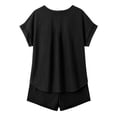 thumbnail image 6 of Summer Imitation Denim Set for Women 2 piece Casual Short Sleeve Button Shirt Tops and Shorts Lounge Sets Outfits Black XXL(XXL), 6 of 7