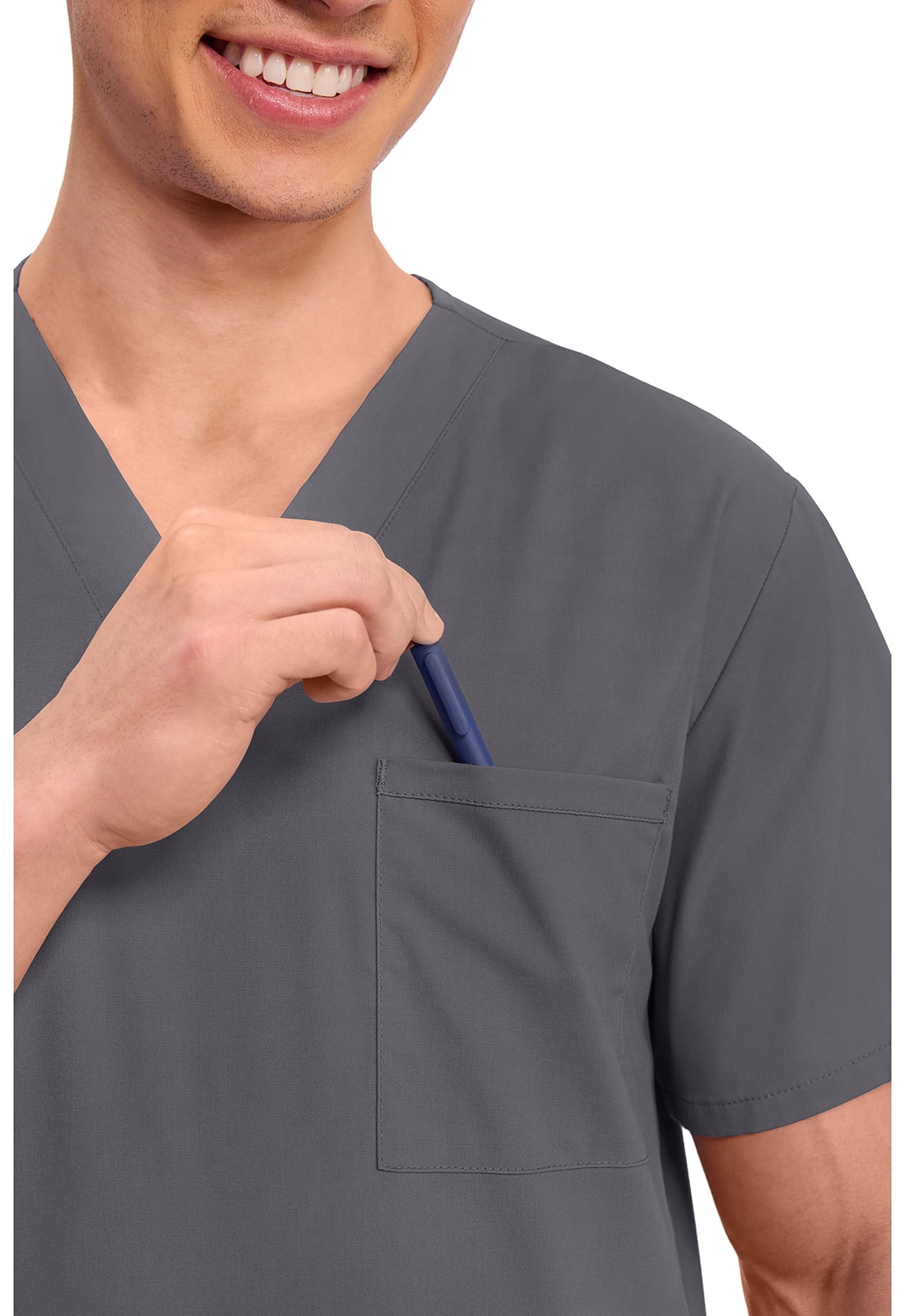 Cherokee Workwear Professionals Scrubs Top for Men V-Neck WW695, XL, Pewter