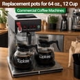 thumbnail image 5 of Tupkee Glass Replacement Coffee Pot - SHATTER-RESISTANT Commercial Restaurant Decanter Carafe - 64 oz 12 Cup Set of 2-1 Black and 1 Orange Decaf, Compatible with Wilbur Curtis, Bloomfield, Bunn Pot, 5 of 8