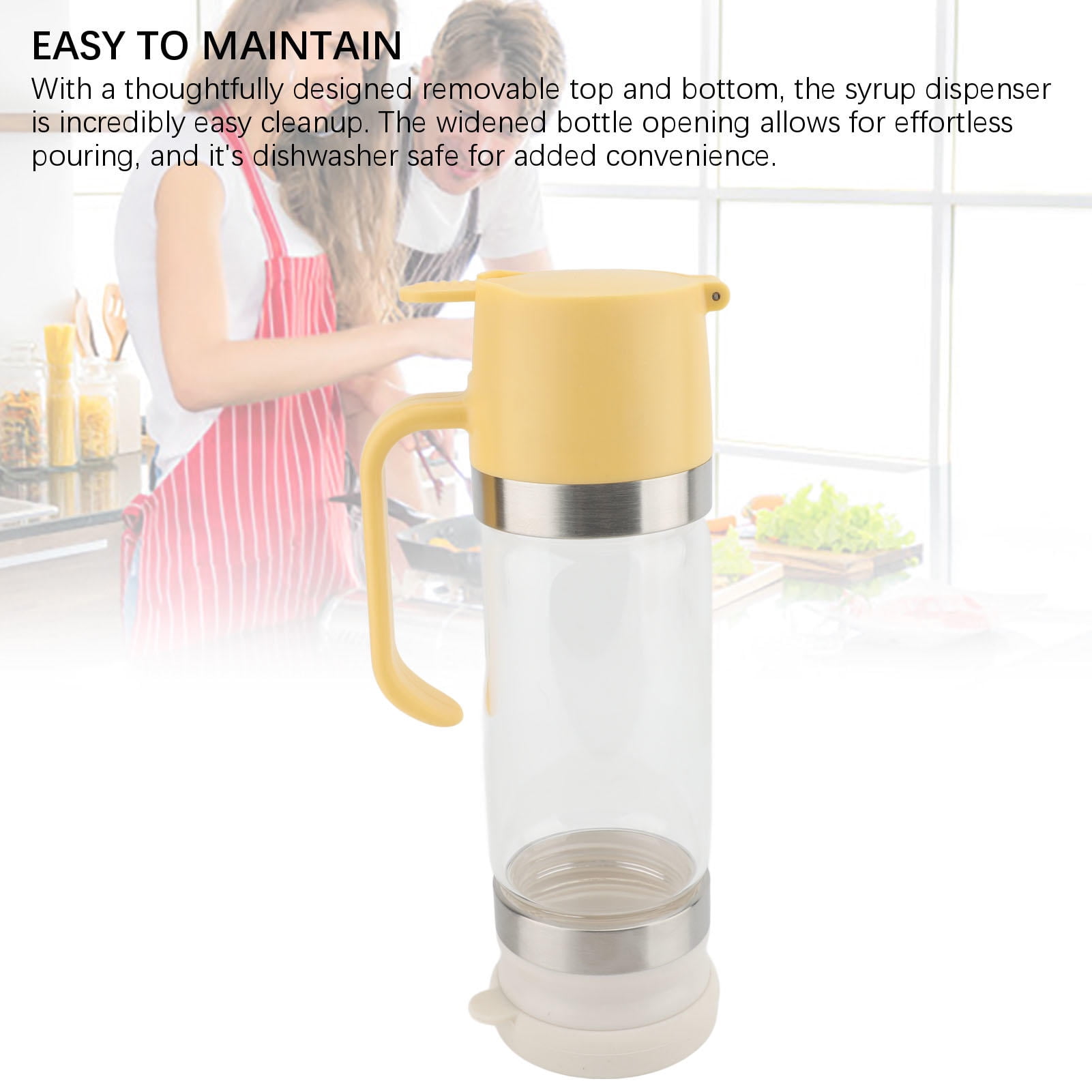 BIMZUC 300 ml Leak‑Proof Glass Syrup Dispenser – No‑Drip, Heat‑Resistant, Multi‑Use Honey & Sauce Bottle with Handle