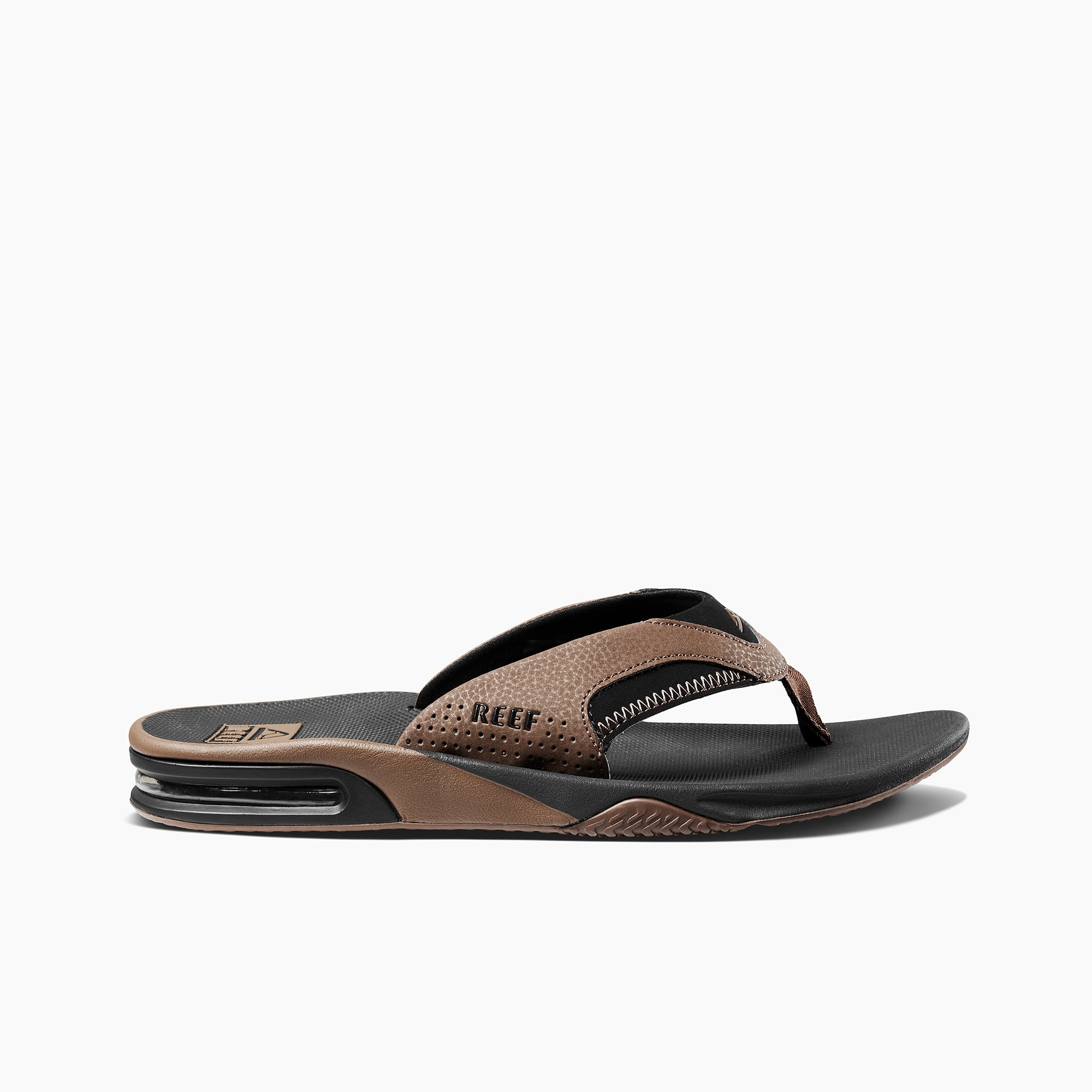 REEF FANNING Mens Slides Sandals Size 11 Black RF002026ALB Bottle Opener Reef Fanning Bottle Opener Flip Flop Black – 2BigFeet main image 2