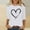 White, variant on Sakmal 3/4 Sleeve Blouses Crew Neck Heart Shirts Black Blouses Summer Tops for Women