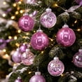 thumbnail image 6 of Fllostpr 24PC Glitter Christmas Ball Ornament Set, Festive Shatterproof Hanging Decor for Xmas Tree Wreath Garland Mantel, Pink 2.4", 6 of 6