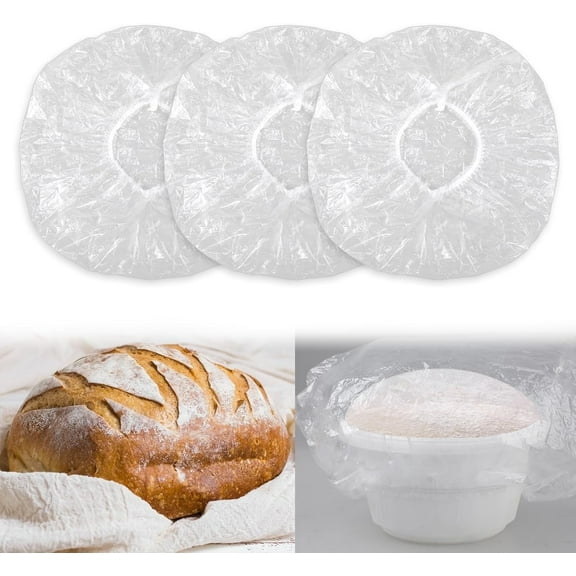 100Pcs Bowl Covers - Plastic Food Covers - Elastic Reusable - Bread Proofing Cover - Plate Covers for Bread Proofing,Sourdough,Bread Baking - Stretchable Wraps,Clear