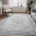 thumbnail image 3 of GENIMO 5'x7' Soft Persian Diamond Area Rug for Living Room, Machine Washable Non Slip Low Pile Rug for Bedroom Dining Room, Dusty Blue, 3 of 7