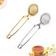 thumbnail image 1 of Paquete de 2 bolas de colador de malla para infusor de té de hojas sueltas de acero inoxidable con mango (oro + plata), 1 of 5