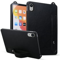 ELEHOLD for iPad mini6/mini 7 (A17 Pro)2024 Case, Slim Fit Protective PU Leather Business Wrist Strap Stand Shock-Resistant Protective Case for iPad mini6/mini 7 (A17 Pro)2024,Black