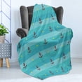 thumbnail image 4 of Aqua Soft Flannel Fleece Throw Blanket, Nautical Pattern with Halftone Dotted Sea Inspired Background and Marine Anchor, Cozy Plush for Indoor and Outdoor Use, 60" x 80", Multicolor, by Ambesonne, 4 of 5