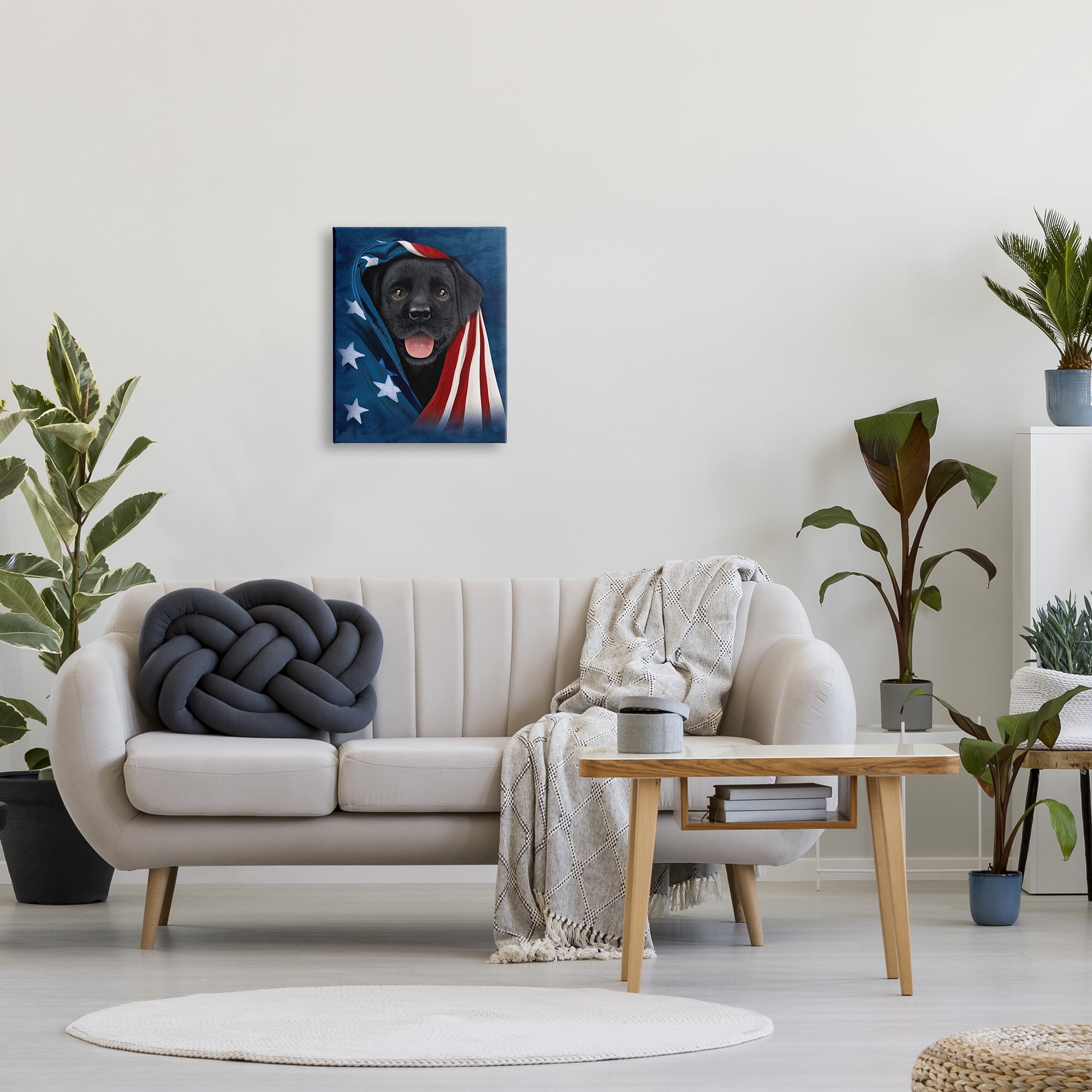 Stupell Industries Labrador & American Flag Animals & Insects Painting Gallery Wrapped Canvas Art Print Wall Art, 16 x 20