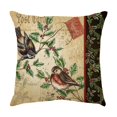 thumbnail image 3 of Funda de almohada decorativa de 4 piezas con diseño de pájaro cardenal vintage, hoja de acebo verde, muérdago rojo, lino, 45,7 x 45,7 cm, 3 of 4