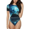 thumbnail image 1 of Fotbe Hawaiian Beach Pirate Moon Body de Mujer con Cuello Redondo y Mangas Cortas, Sin Mangas Ajustado, Suave, Cómodo y Básico-X-Large, 1 of 7