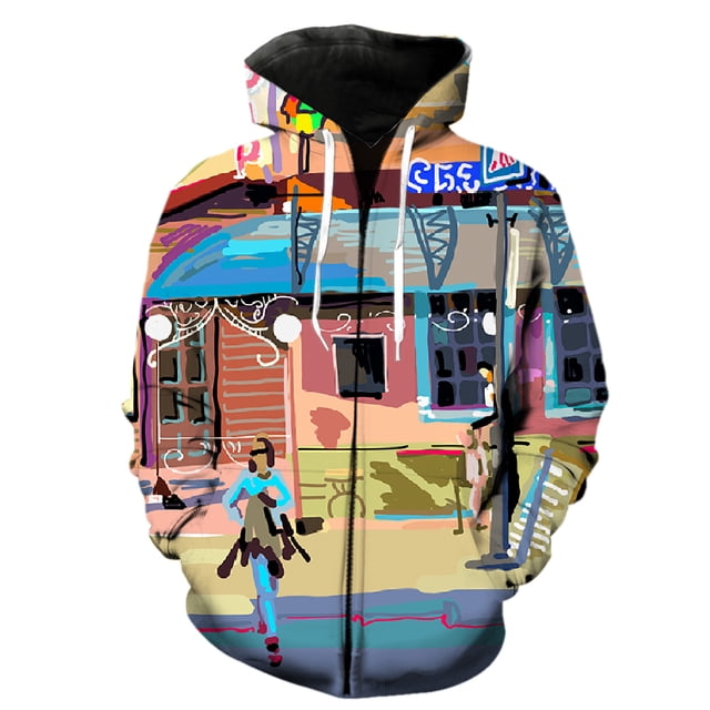 Sudadera con capucha y cremallera para hombre, estilo Harajuku, informal, de manga larga, con grafiti de arte abstracto. Oferta de 2024. Chaquetas con capucha, tops, moda para adolescentes.