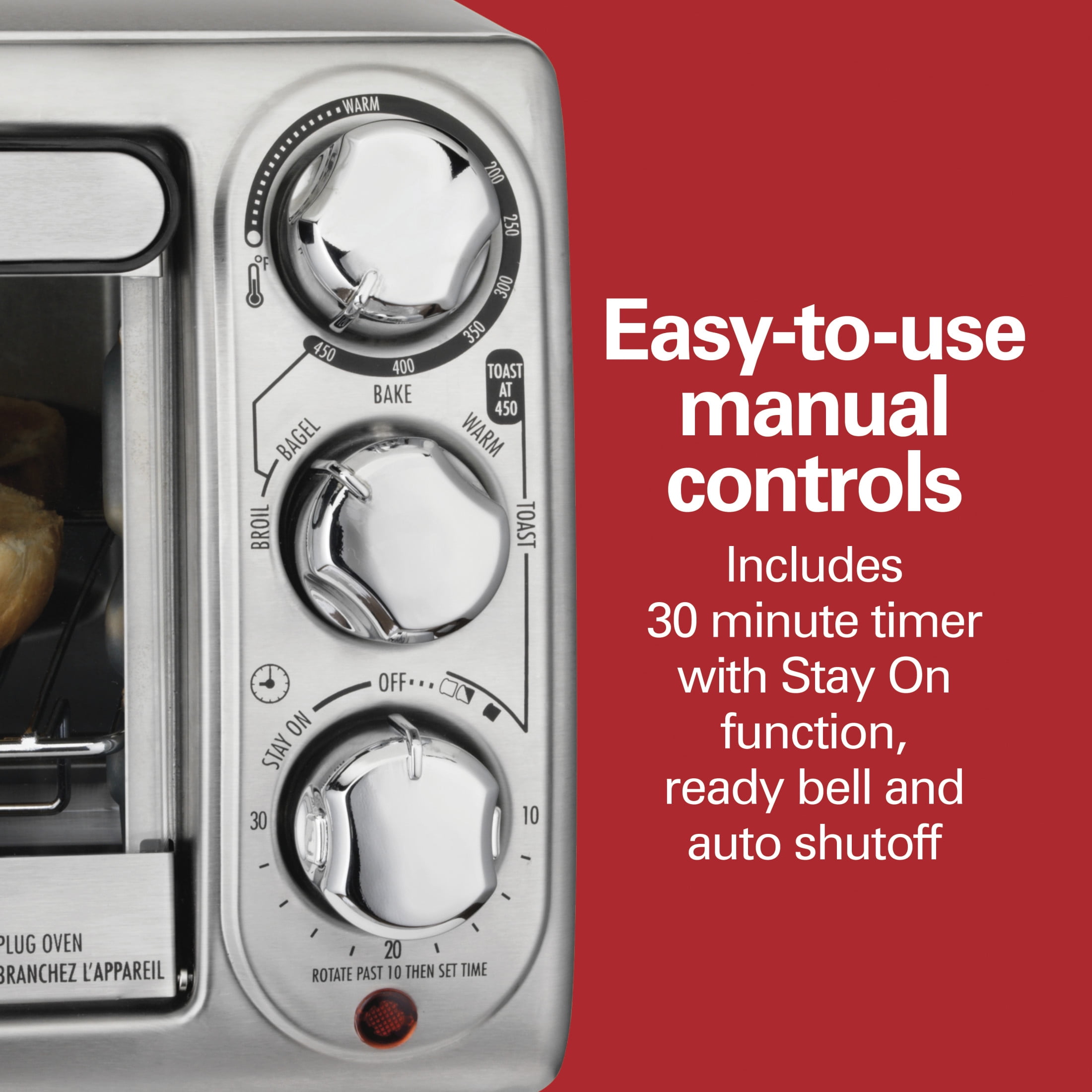 Open Box Hamilton Beach 4-Slice Countertop Toaster Oven with 5 Versatile Cooking Modes, Stainless Steel