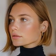 thumbnail image 2 of 14K Solid Yellow Gold Round Medium Hoop Earrings, 2 of 11