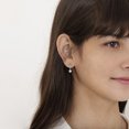 thumbnail image 2 of 925 Sterling Silver Small Simulated Opal Heart Dangle Hoop Earrings For Girls, 2 of 6