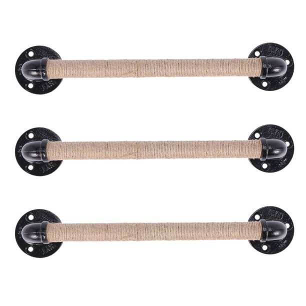 3X Tirador para Muebles de Tubo de Estilo Industrial Manijas de Puerta de Madera Corredizas de Manejar de Cuerda de Hierro Forjado Europeo Antiguo Negro Antiguo