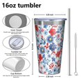 thumbnail image 4 of 16oz Tumblers Pioneer Flower Stainless Steel Vacuum Insulated Double Wall Travel Tumbler Cups Mug with Lid and Straw,Cleaning Brush for Coffee,Tea, 4 of 4