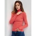 thumbnail image 4 of Suéteres Acanalados para Mujer, Lindos Suéteres de Punto de Cuello Alto, Ajustados y Cálidos Sandía un Tamaño, 4 of 8