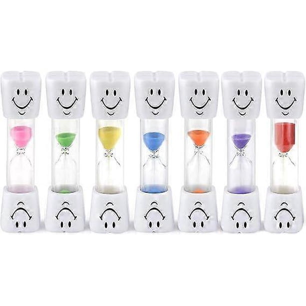 Qpower Smiley Tooth Brushing Sand Timer Set for Kids and Teens Assorted Colors (3min, 7pcs)