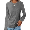 thumbnail image 1 of MAWCLOS T-shirt pour Femmes Col Rond T-shirt Manches Longues Tee Décontracté Travail Tunique Unie Blouse Gris Foncé m, 1 of 5