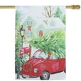 thumbnail image 3 of Northlight Red Car and Christmas Tree Outdoor House Flag 20" x 48", 3 of 7