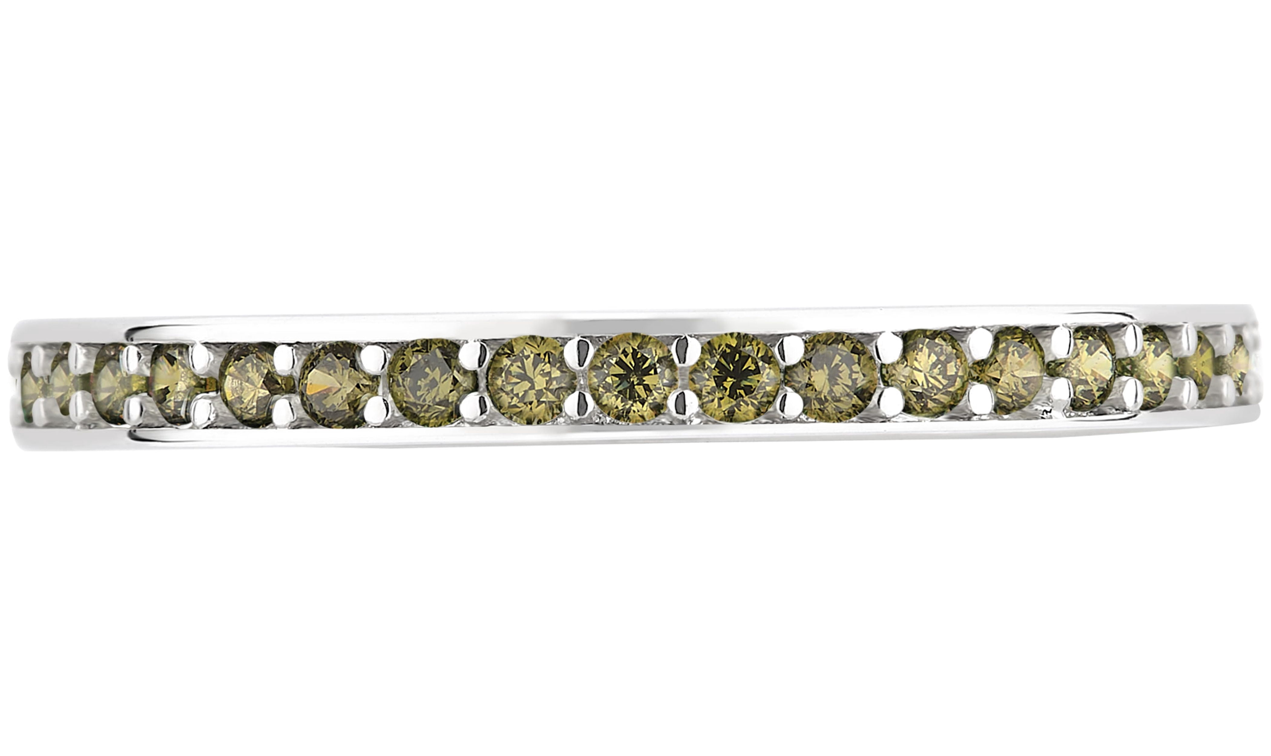 Arista Created Peridot Eternity Women's Fashion Wedding Band in Silver Overlay Brass White