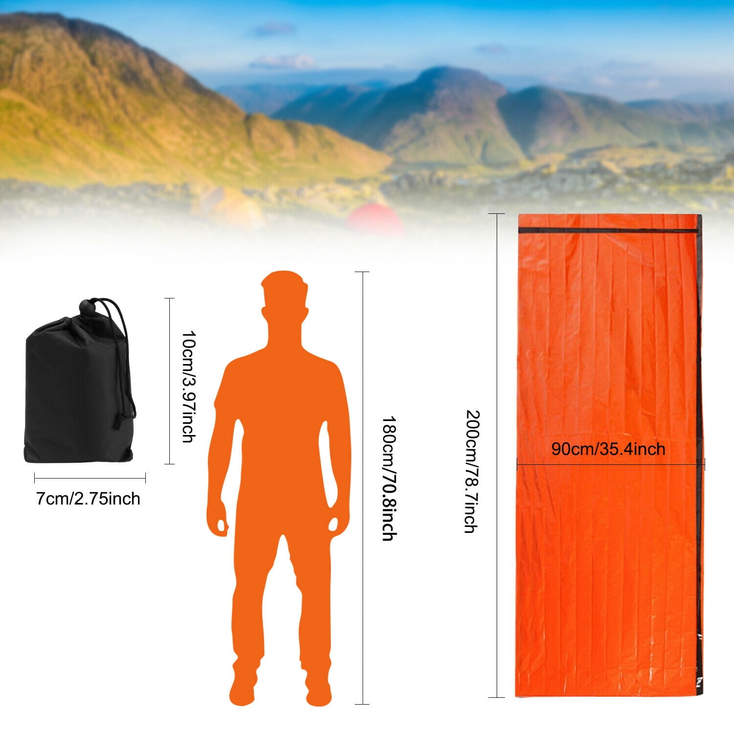SAYFUT 2Pack Emergency Sleeping Bag Thermal Waterproof Outdoor Survival Camping Hiking