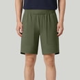 thumbnail image 2 of Men's Casual Shorts Solid Breathable Elastic Waist Side Pockets Soft Lightweight Fabric Relaxed Fit Summer Fashion Shorts Army Green XL, 2 of 6