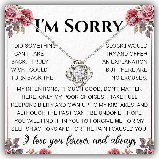 Apologize Gift For Wife Girlfriend Soulmate, I'm Sorry For Hurting You Neckace, Birthday Gift Necklace with Message Card and Gift Box, Forgive Me Gifts For Wife from Husband