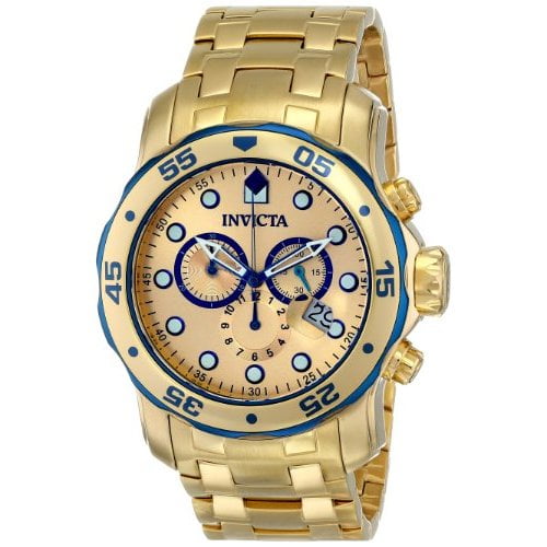 Men's Pro Diver Chrono 18K Gold Plated SS GoldTone Dial