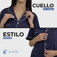 thumbnail image 4 of Conjunto de Pijama de Mujer Playera Manga Corta y Short de Texura Suave Comoda y Fresca Azul GAON, 4 of 5