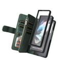 thumbnail image 5 of Multifunctional Case for Samsung Z Fold 4,[RFID Blocking] 9 Credit Cards Holder with Wrist Strap, Premium PU Leather Zipper Wallet Purse Magnetic Flip Phone Cover for Samsung Galaxy Z Fold 4, Green, 5 of 12