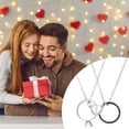 thumbnail image 4 of SmartBy 1 Pair Couple Matching Necklaces Electroplated Alloy Magnetic Heart And Ring Shape Pendant Adjustable Romantic Love Husband Wife Pairing Necklaces Valentines Day Gift, 4 of 6
