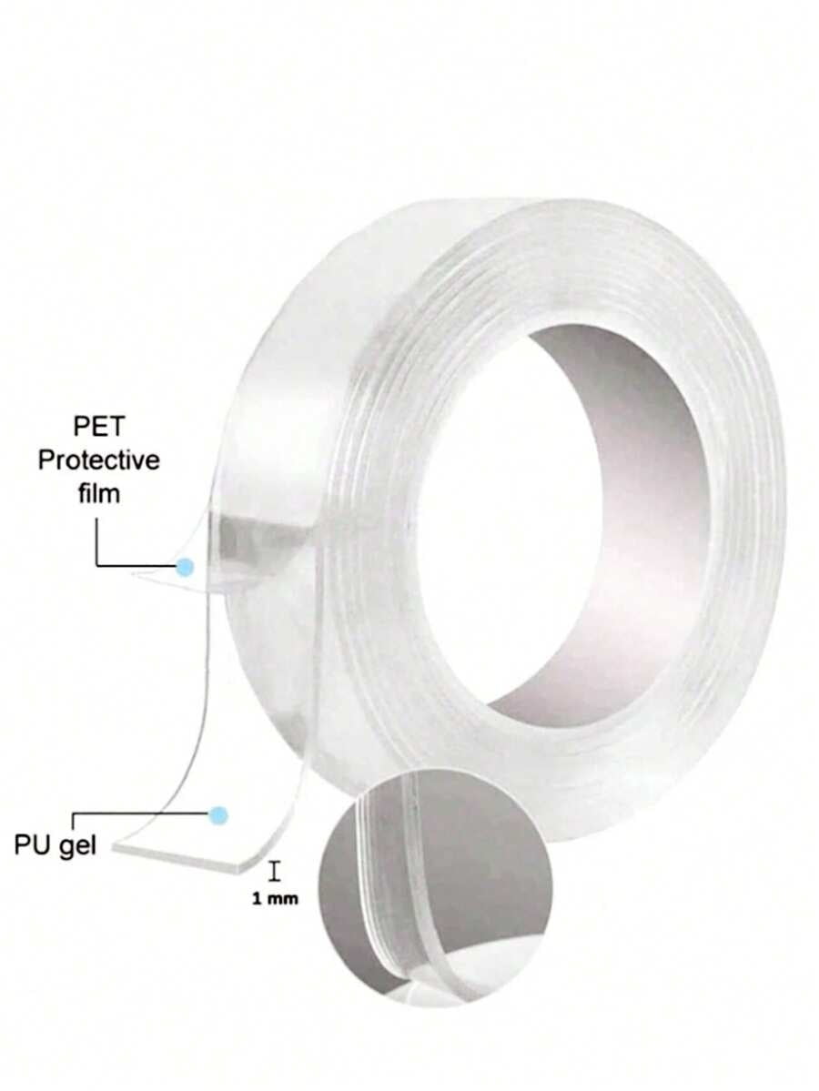 1pc Heavy Duty Double Sided Tape - Reusable, Residue-Free, Strong Adhesive, Multi-Purpose, Removable & Washable, Suitable For Home,