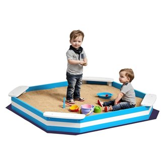 Simplay3 Coastal Crab Teal Outdoor Sandbox with Cover for Kids