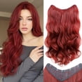thumbnail image 1 of Extensiones de cabello con clip de una pieza XIXISNOW 24 pulgadas en forma de U ondulado Borgoña para mujeres Clips en postizos Fibra sintética Postizo suave y natural, 1 of 5