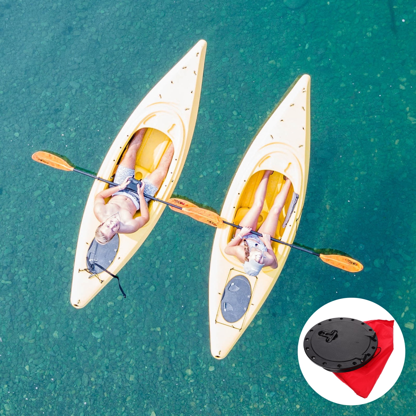 Kayak Hatch Cover 8 Inch Circular Non Slip Inspection Hatch Detachable Cover Deck Plates With Storage Bag For Marine Boat Kayak Canoe Rowing Supplies