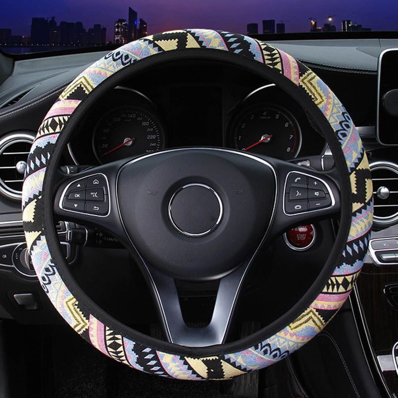 Rayauto Automotive Boho Ethnic Flax Sofy Universal Car Steering Wheel Cover Grip 15 Pattern A
