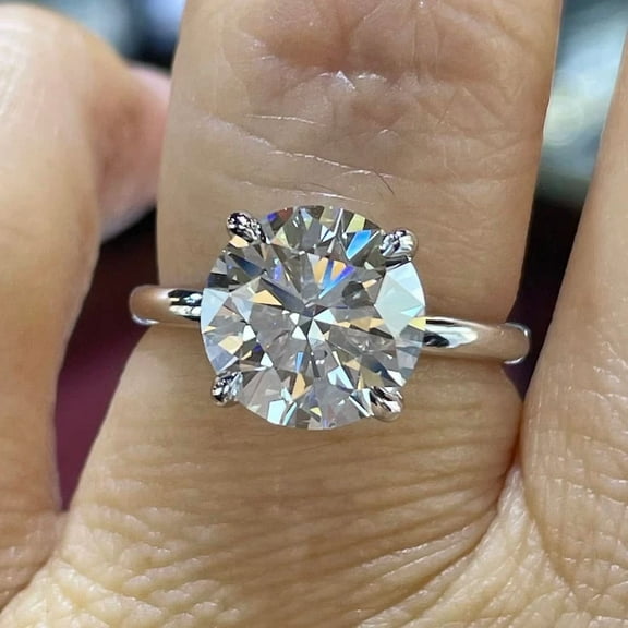 Aishvi Jewels 2.50Ct Round Cut Real Moissanite Solitaire Engagement Ring 14K White Gold Plated