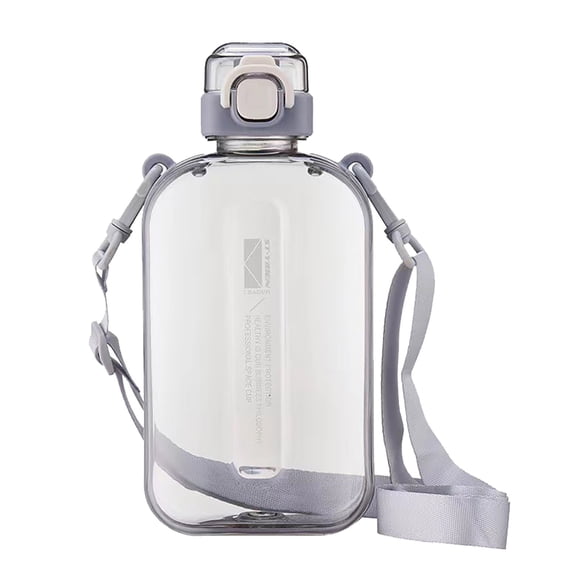 Flat Water Bottle 24Oz, Portable Slim Leakproof Square Flask, Lightweight Cup for Purse Travel Sports Office School Daily Use, 1PC Grey Clearance Sale