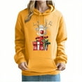 thumbnail image 3 of Feancey Merry Christmas Cute Hoodies for Women Funny Reindeer Print Pullover Tops Drawstring Long Sleeve Fleece Hooded Sweatshirts with Pocket Yellow XXL, 3 of 7