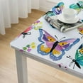 thumbnail image 4 of HAOXIT  Elastic Edged Flannel Backed Vinyl Fitted Table Cover - Colorful Butterfly Pattern - Fits Square Tables white, 4 of 7