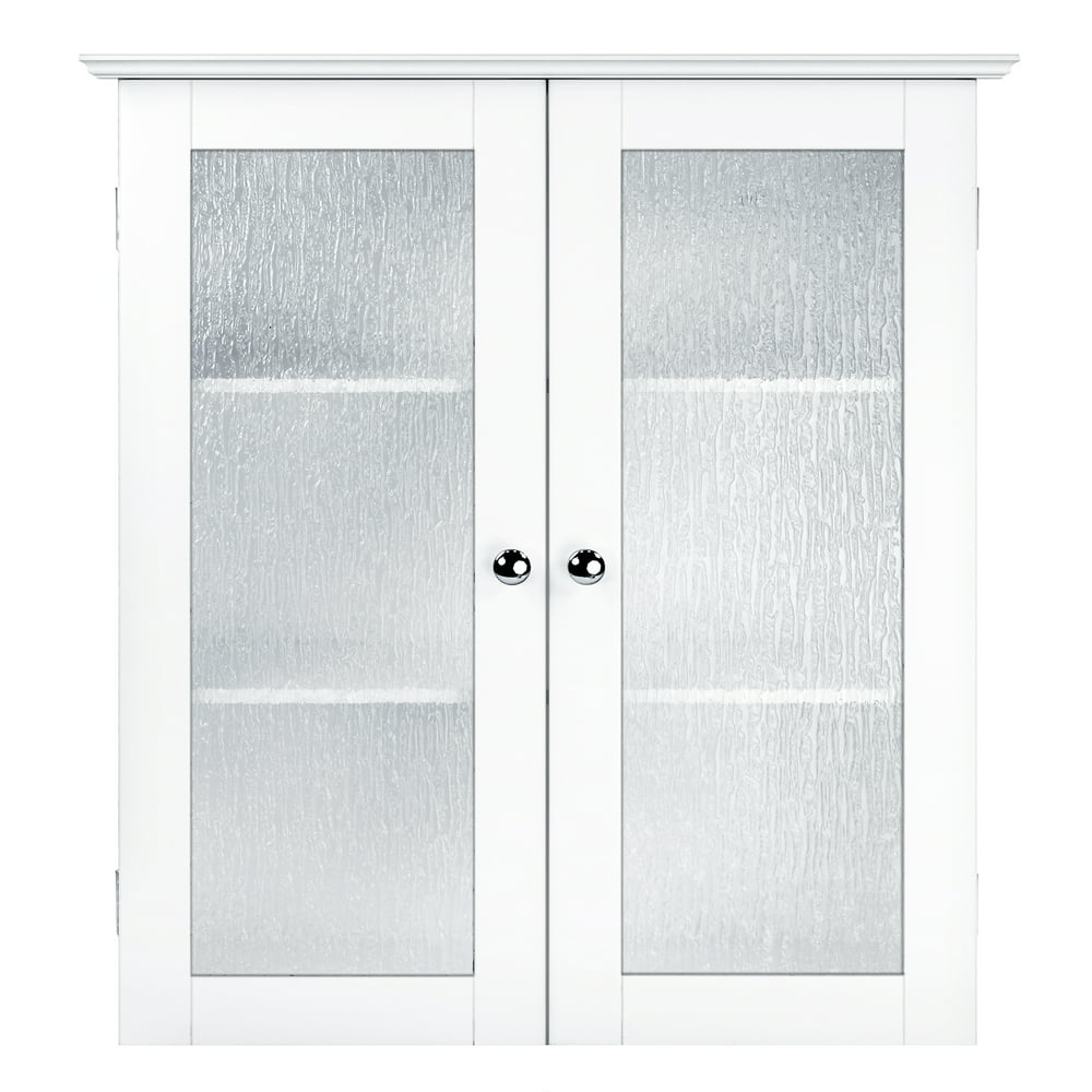 Elegant Home Fashions Connor Wall Cabinet With 2 Glass Doors White
