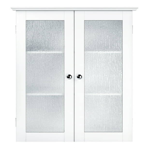 Elegant Home Fashions Connor Wall with 2 Glass Doors, White