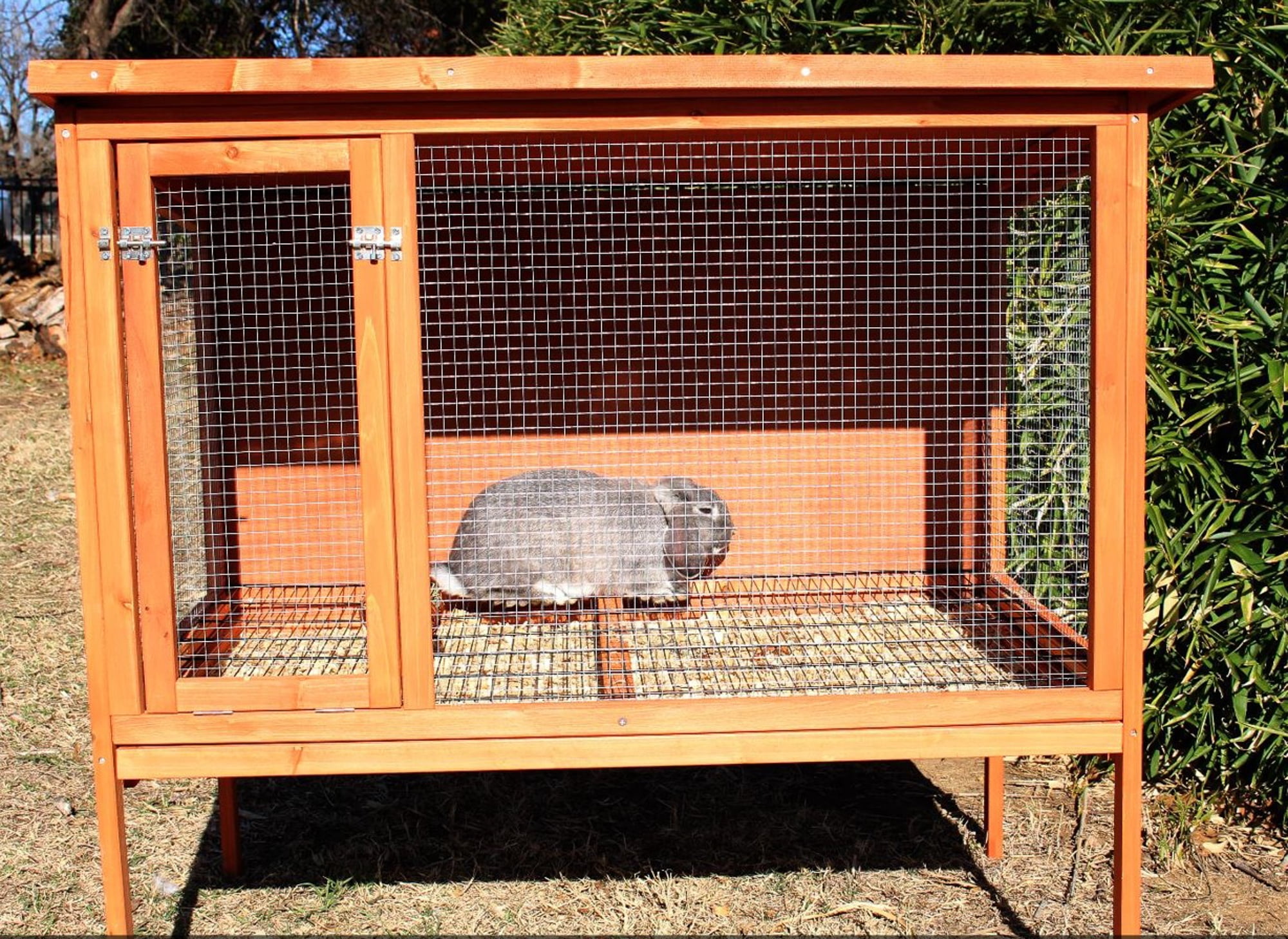 Zylina Raised Wood Rabbit Hutch for Rabbits, Bunnies and Guinea Pigs