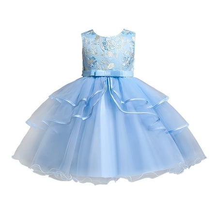 

Summer Savings Clearance 2023! loopsun Toddler Kid Girl Lace Sleeveless Princess Gown Party Tulle Dress Cosplay Clothes Blue 130