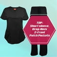 thumbnail image 5 of Natural Uniforms Women's Ultra Soft Stretch Drop-Neck 2 Pocket Scrub Top and Pants 82009200N (Black, X-Small), 5 of 7