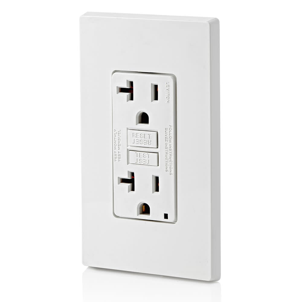 Leviton M22-GFNT2-03W 20 Amp White GFCI Receptacle 3 Count