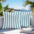 thumbnail image 3 of Throw Pillow Covers 20x20 Inch Set of 2, Aqua Striped Waterproof Outdoor Pillow Covers, Modern Farmhouse Blue White Stripes Decorative Cushion Pillowcases for Couch, Sofa, Bed, Garden, Patio, 3 of 9